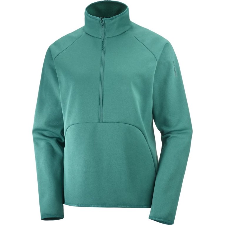 Dámské Bundy Salomon Essential Warm Half Zip Zelene | CZ 64WCOQJ